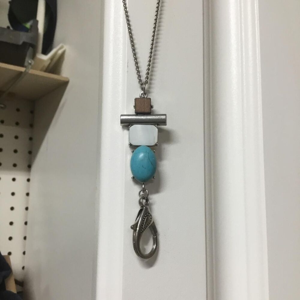 Turquoise Lanyard ID Badge Holder | Gemstone Key Holder | Boho Accessory
